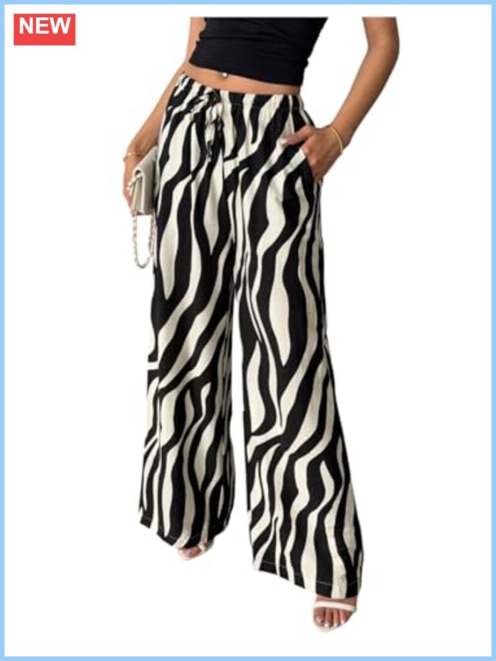 Women's Wide Leg Palazzo Pants High Waist Flowy Trousers